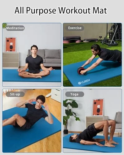 Extra Thick 15mm Yoga Mat - Large 78"x35" Non-Slip Exercise Mat for Home Gym, Yoga, Pilates & Workouts - Durable & Comfortable Blue Fitness Mat Extra Thick 15mm Yoga Mat - Large 78"x35" Non-Slip Exercise Mat for Home Gym, Yoga, Pilates & Workouts - Durable & Comfortable Blue Fitness Mat