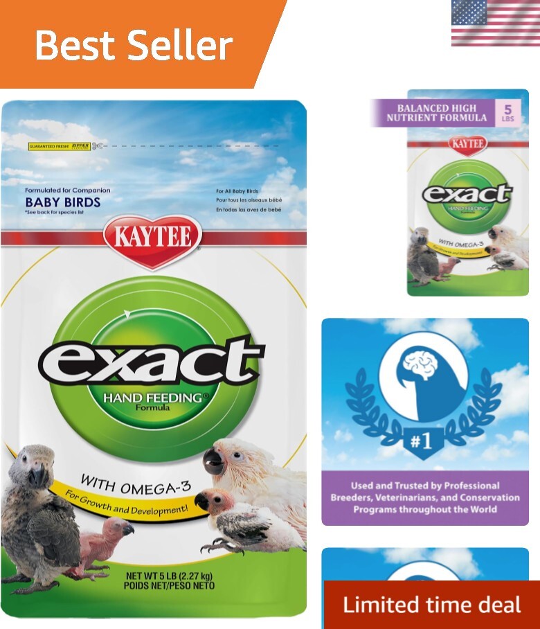 Kaytee Exact Hand Feeding Baby Bird Food, 5 lb Probiotic For