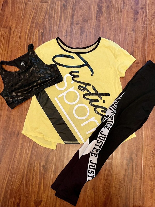 Girls Outfit Size 14, Justice, Sports Bra, Leopard, Athletic, Summer, Black