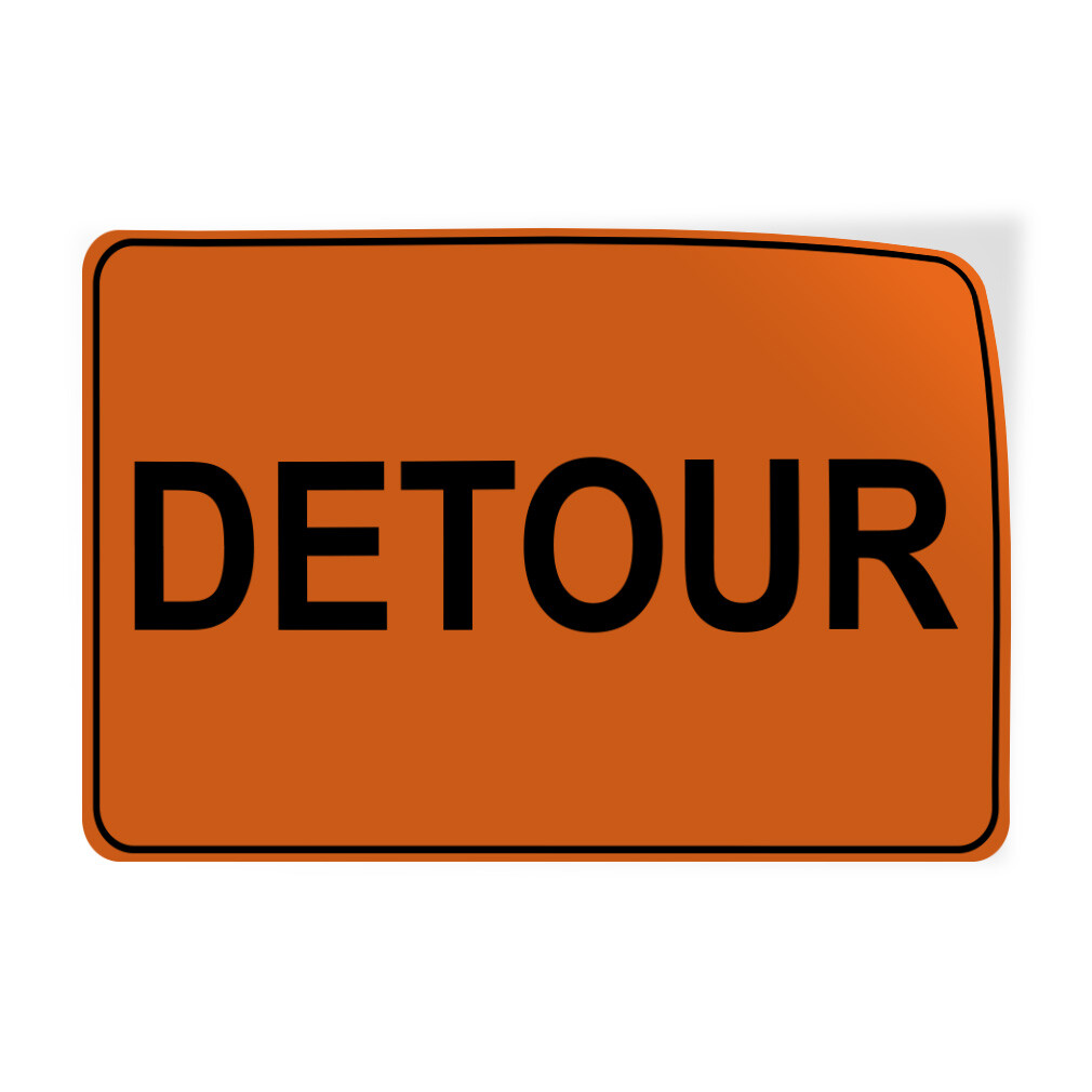 Horizontal Vinyl Stickers Detour Traffic Safety Sign Label