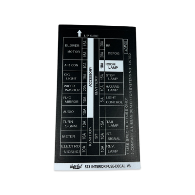 Nissan 240sx Silvia S13 INTERIOR FUSE LABEL (40F00) Version-3 | eBay