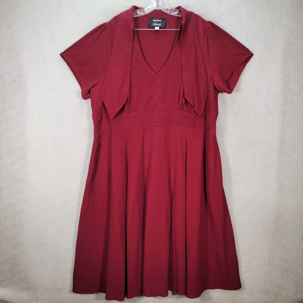 modcloth burgundy dress Battalion Burgundy Hi-Lo Swing Dress 14