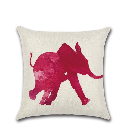 18" Elephant Print Cotton Linen Cushion Cover Pillow Case Sofa Home Decor - Picture 9 of 17
