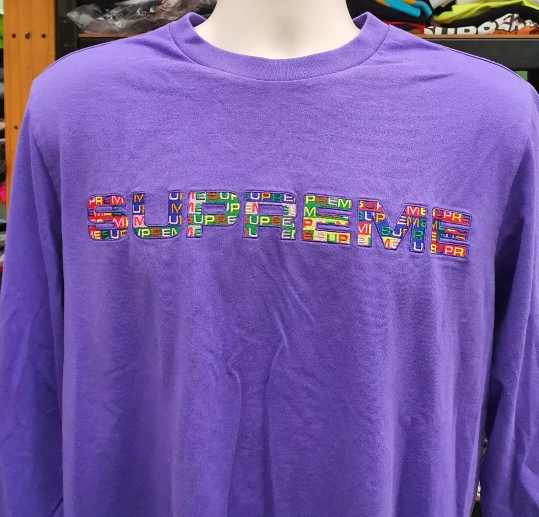 SS20 Supreme Méta Logo Violet Haut Manches Longues Taille M L/S T Shirt