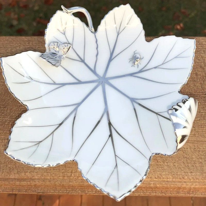 Vintage Leaf Trinket Dish 3D Made in Japan Sandrea Trinket Dish Jewelry Dish