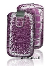 HOUSSE ETUI PUSH façon CUIR PEAU DE CROCO VIOLET SAMSUNG GT-S5839i GALAXY ACE 1