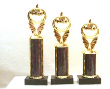 SET OF 3 HALLOWEEN PUMPKIN TROPHIES PUMPKIN CARVING TROPHIES BLACK 15