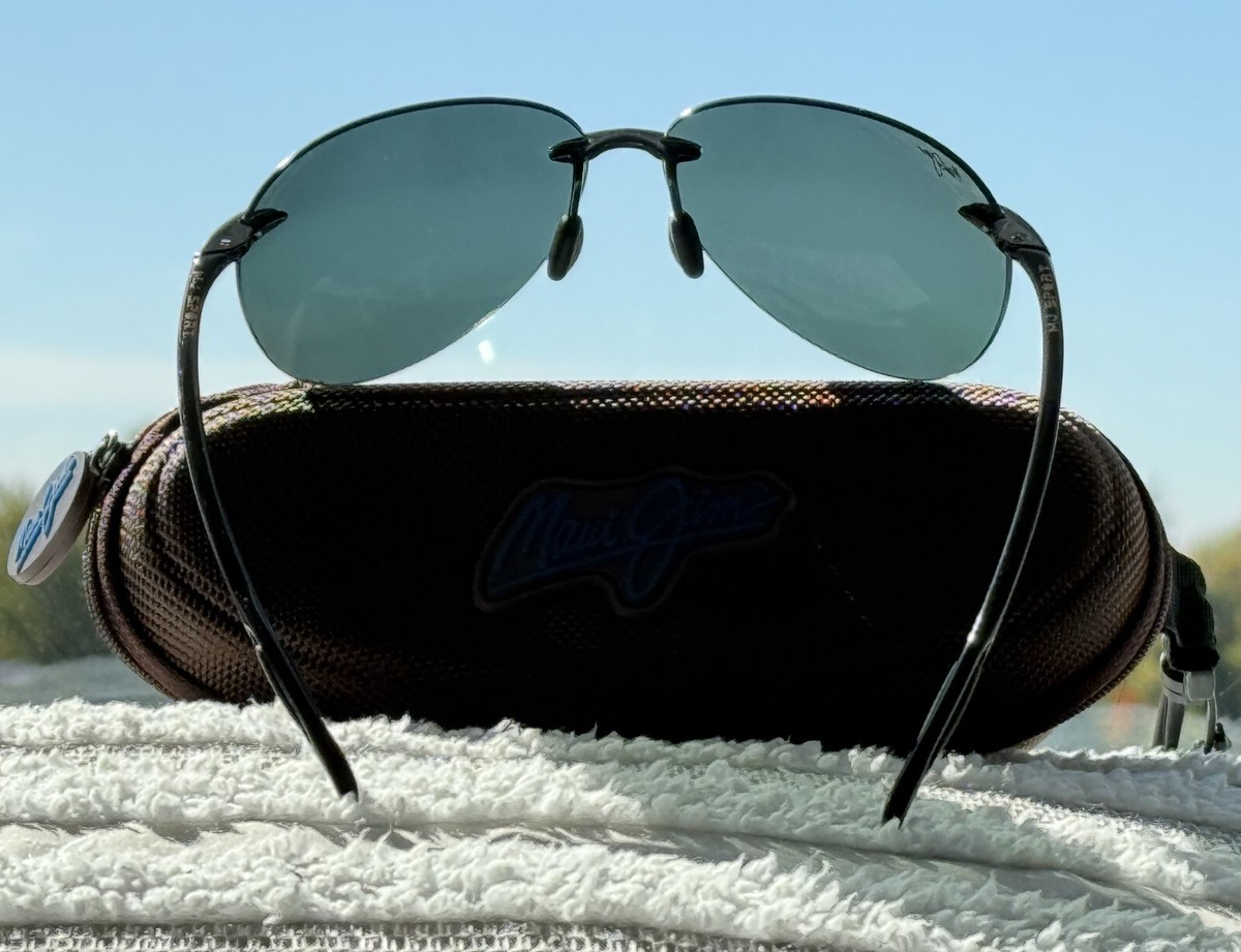 Maui Jim Sugar Beach MJ 421 02 Rimless Sunglasses + Grey Polarized