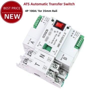 GCDQCN 4P 100A ATS Automatic Transfer Switch (4P100A) for 35mm Rail 400V tp1
