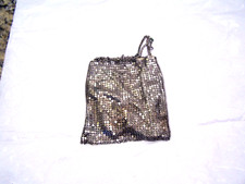 Silver mesh purse, chain drawstring, white silk interior, c. 1920s