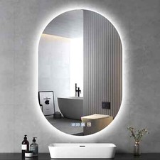 Specchio bagno illuminazione touch LED BIANCO FREDDO CALDO da parete OVALE
