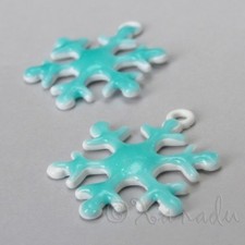 Snowflake Charms 27mm Teal Green Enamel Winter Pendants C6524TG - 2, 5 Or 10PCs