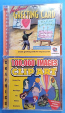 Lot of 2 Vintage Win 3.1/95 Software CD Instant Greeting Card 100,000 Clipart