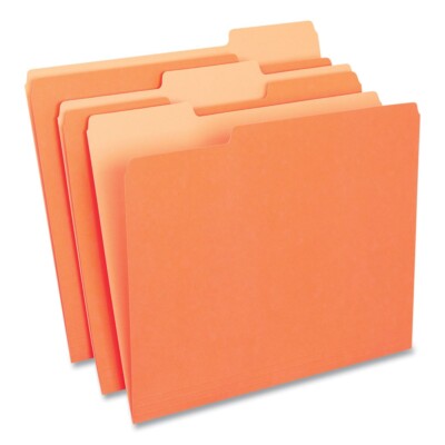 Universal 10507 Deluxe Colored 1/3-Cut File Folders - Orange/LO (100/Box) New