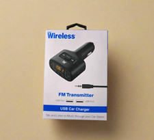 Just Wireless FM Transmitter 3.5mm with 2.4A/12W 2-Port USB Car Charger- Black