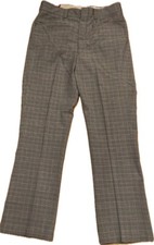 Vintage Sears Kings Road Flare Pants Men  s 38L Blue Plaid Stretchslak 1960s-70s