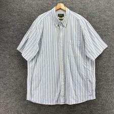 Eddie Bauer Shirt Men XL Tall Blue Striped Button Up Collared Short Sleeve