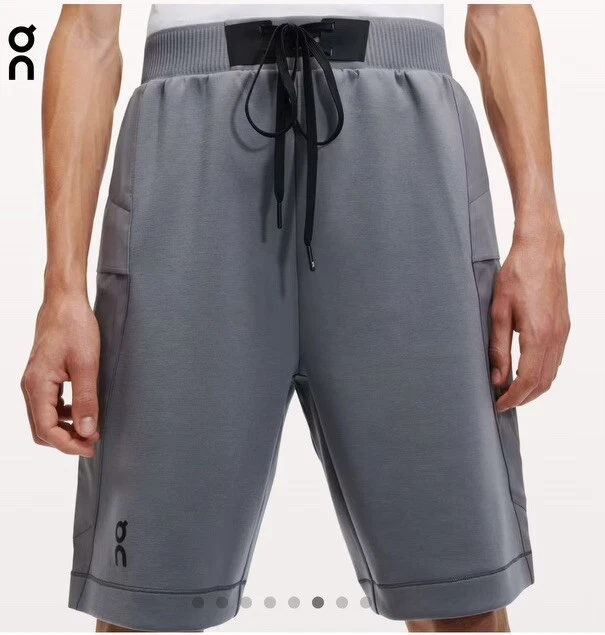 On Men’s High Stretch Spacious Pockets Soft Movement Shorts Gray Sz XL