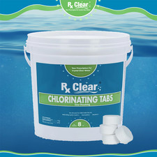 Rx Clear 1" Inch 99 Trichloro Stabilized Swimming Pool Chlorine Tablets - 8 lbs