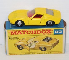 Vintage 1969 Lesney Matchbox #33 - Lamborghini Miura P 400 w/Original Box Yellow