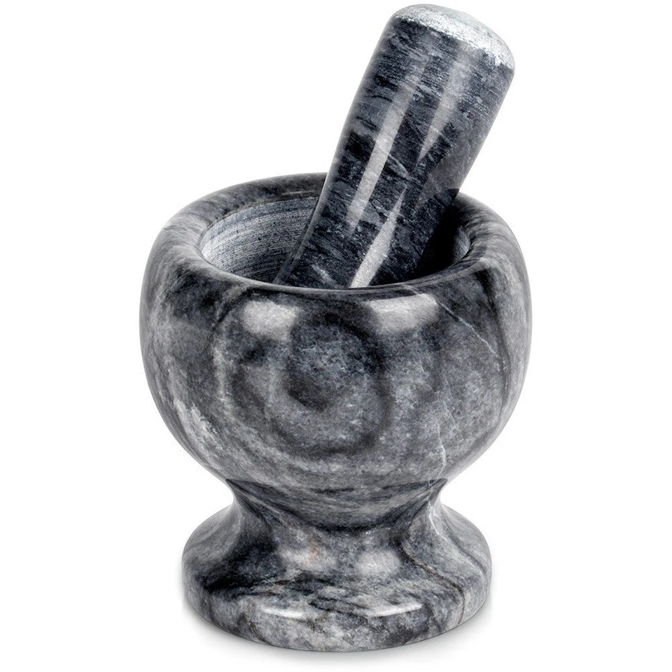 Mortier en Granit 11cm avec Pilon Pierre Cuisine Épices Noix Lourd Robuste - Photo 1/4