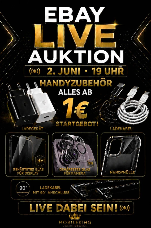 Alles ab 1€ live Auktionen: iPhone,  Samsung, Huawei, Xiaomi Handyzubehör