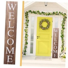 Premium Extra Large Welcome Sign for Front Door Porch   5 Feet Tall 58" Brown