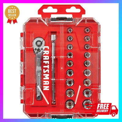 #ad Craftsman 20Pc 1 4 Drive Ratchet amp; Socket Set Tool Wrench SAE Inch Metric Case* $28.99