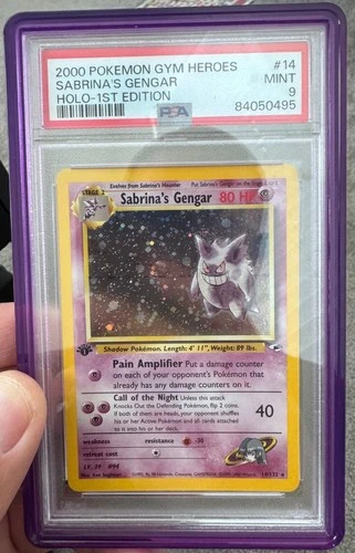 2000 POKEMON GYM HEOES — PSA 9 — SABRINA'S GENGAR – HOLO 1ST EDITION #14
