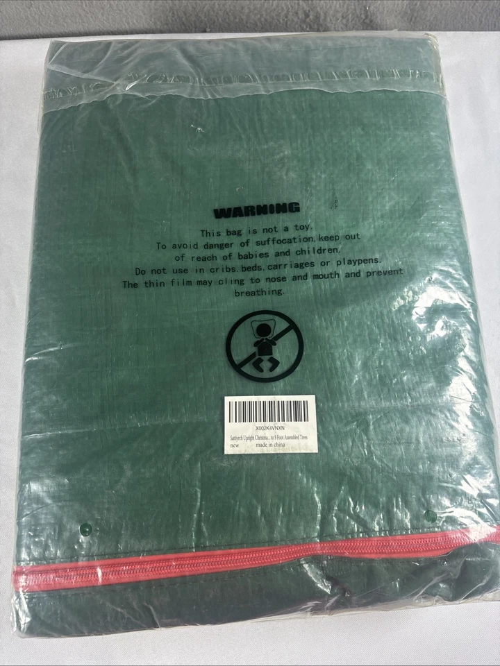 9’ Foot Christmas Tree Storage Bag Upright Heavy Duty w/ Zipper & Handles Green - Image 2 of 4