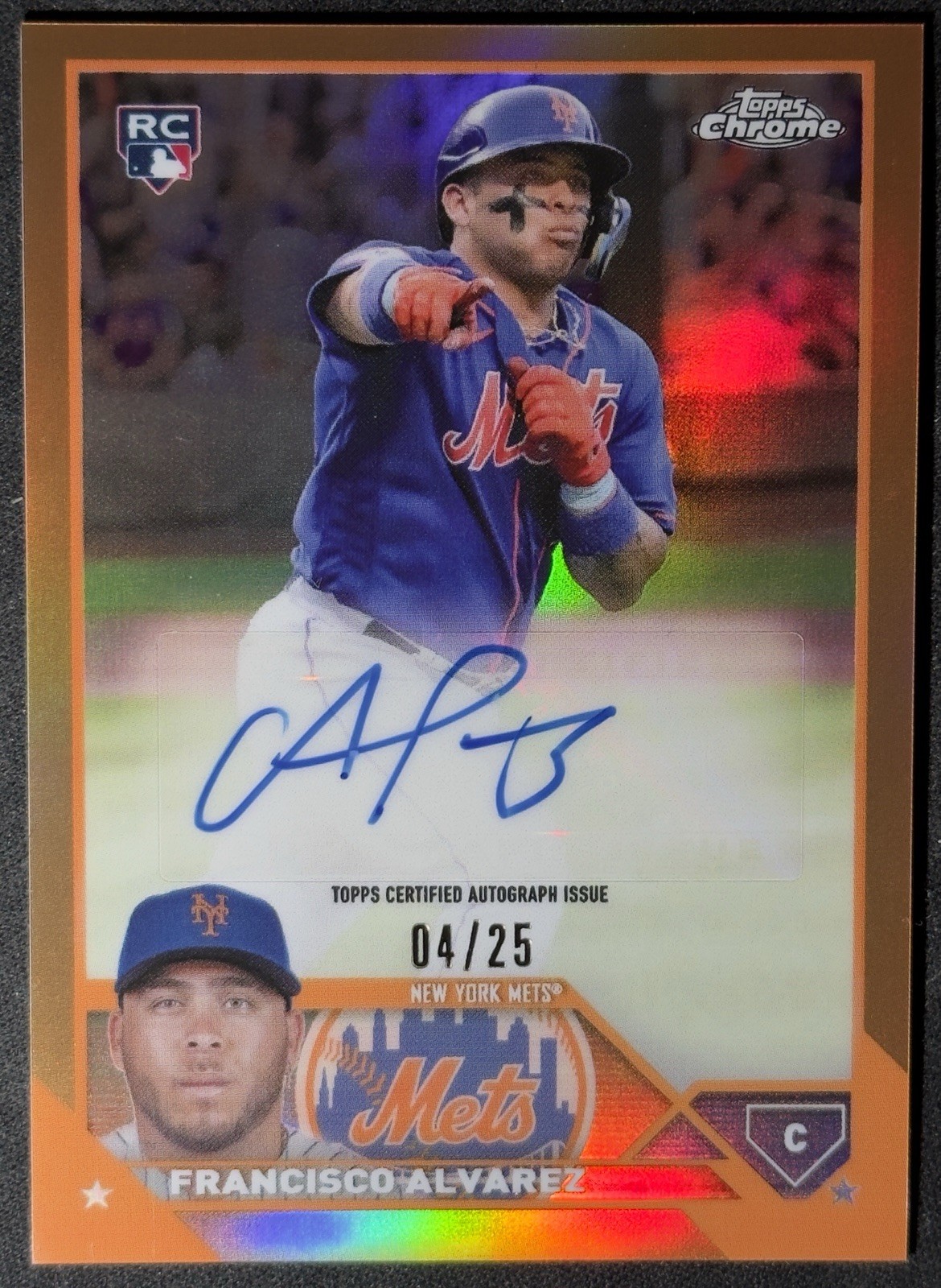2023 Topps Chrome Update Rookie True Orange Auto /25 Francisco Alvarez NY Mets