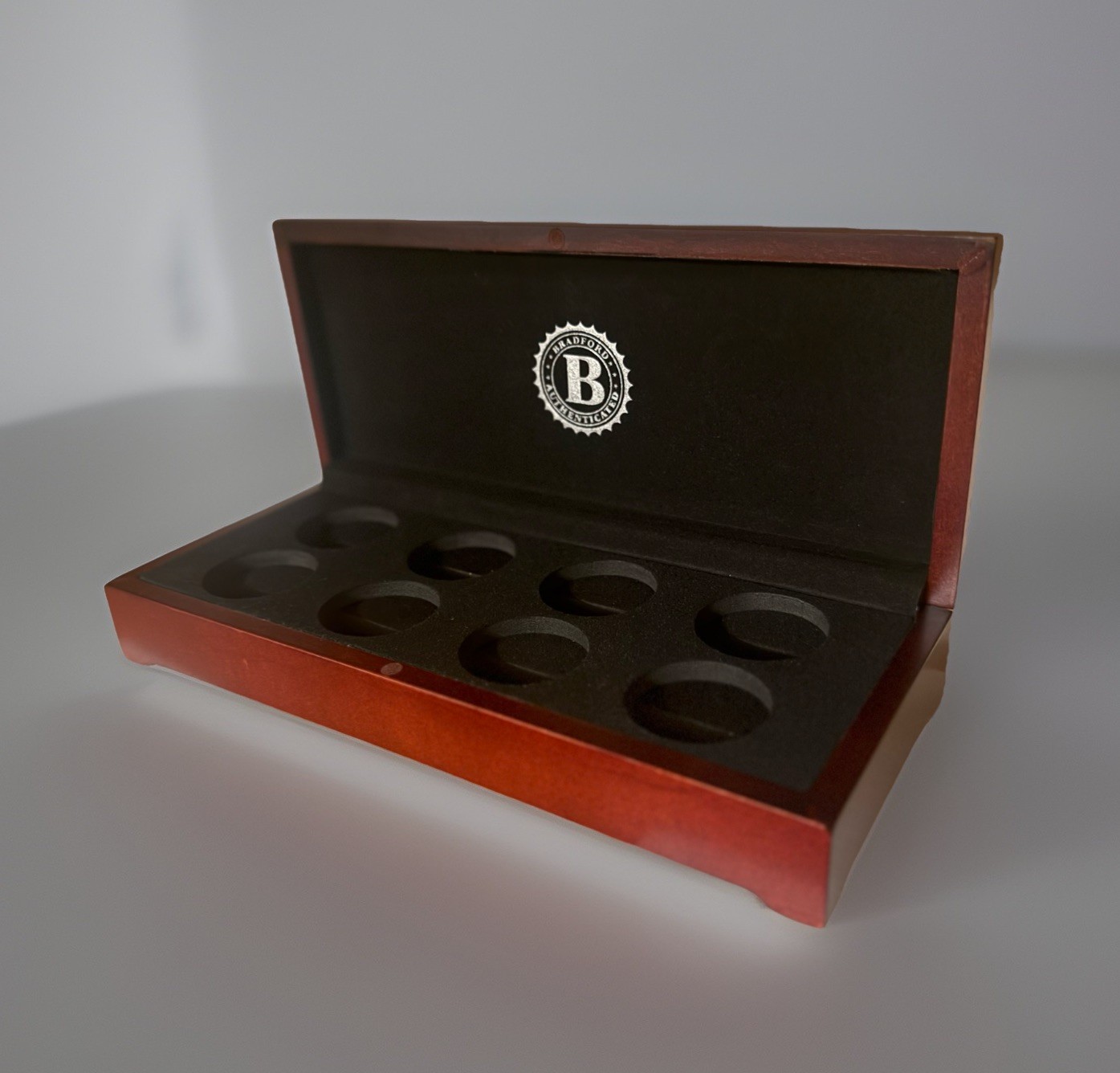 Bradford Exchange Wooden Coin Display Box 8 Slots 1.5” x 1.5”, New In Box