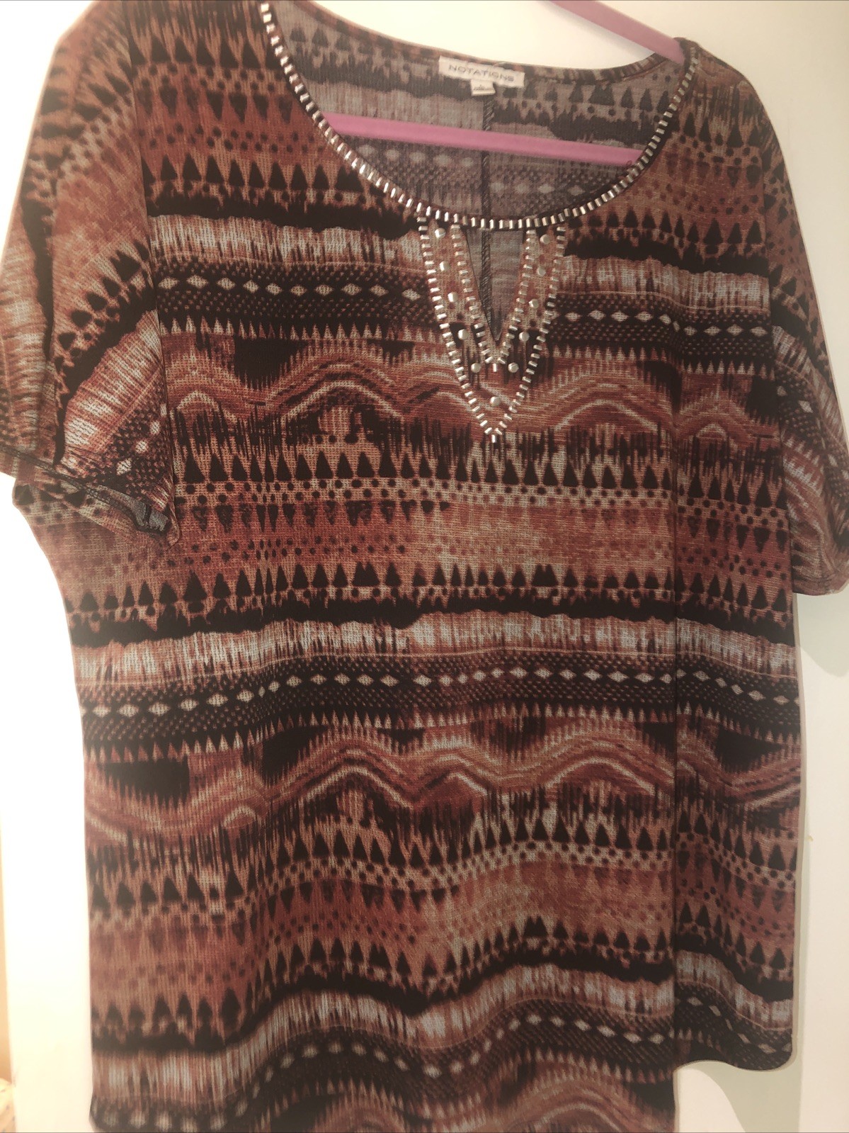 Notation Women’s Multicolor Short Ranglan Sleeve … - image 1