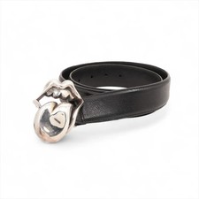 Chrome Hearts lip and tan Belt Leather 925 size 32 Black Silver