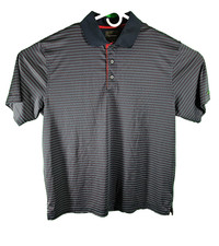 Greg Norman for Tasso Elba Men  s Large Navy Red Striped Polo Golf Shirt Play Dry