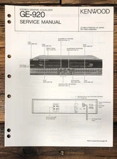Kenwood GE-920 Equalizer Service Manual *Original*