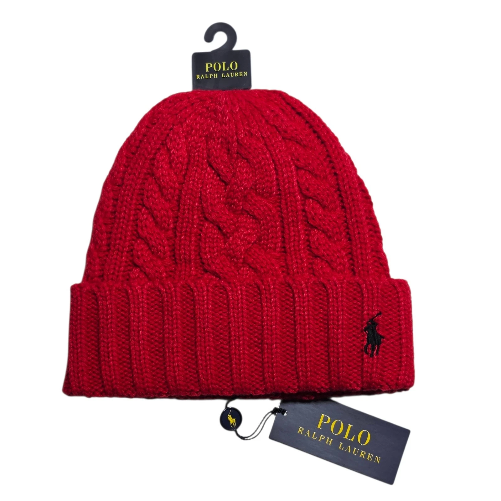Polo Ralph Lauren Cable Knit Chunky Thick Beanie Red Wool Blend Cuffed Hat NWT
Opens in a new window
