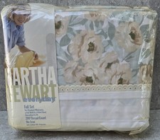 Vtg Y2K French Country Floral Eyelet Lace Sheet Set Full Pink Peach Roses Sage