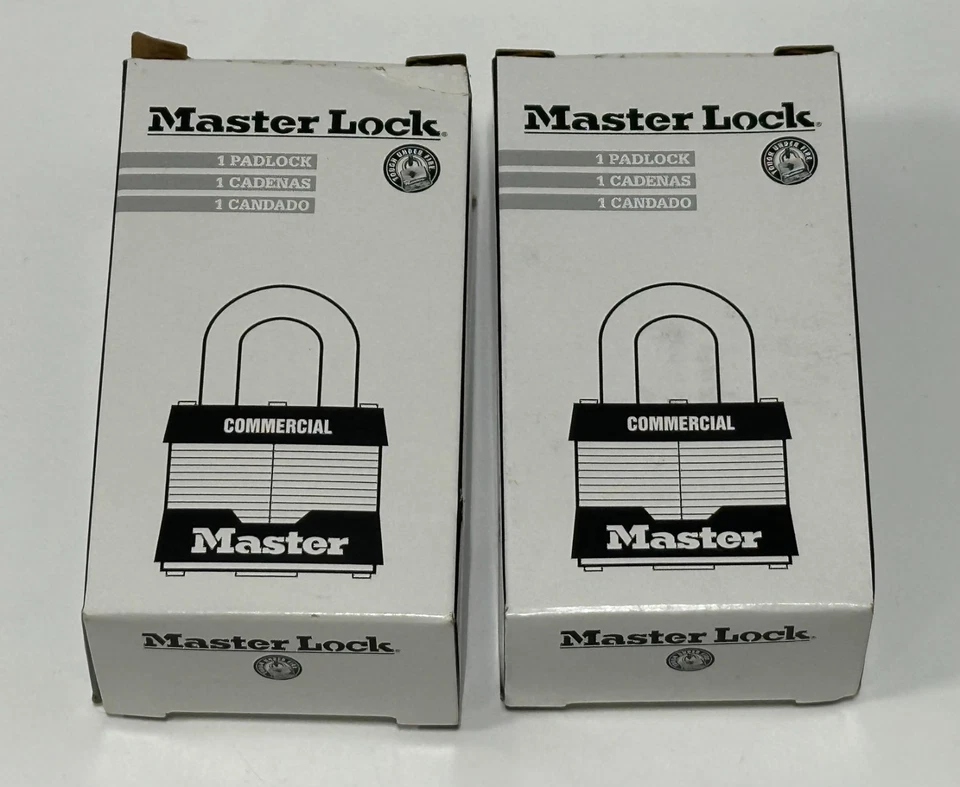 Master Lock Commercial Security Padlocks  ASTMF883~ 2" Shackle 2 Keys lot of 2 - Image 2 of 4
