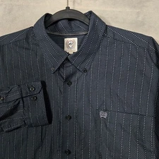 Cinch Shirt Mens Medium Polka Dot stripes Long Sleeve Western Cowboy Long Sleeve