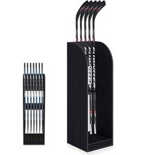 38 Inch Vertical Hockey Stick Rack Wooden Hold 7 Hockey Sticks Holder Stand O...