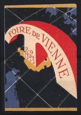 Reklamemarke Vienne, Foire de Vienne 1928, Weltkarte 