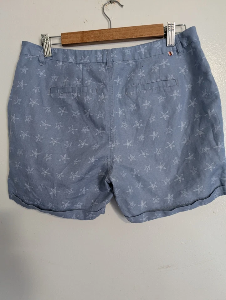 Le Tigre Blue White Starfish Print Linen Blend Shorts Size 6 - Image 3 of 4