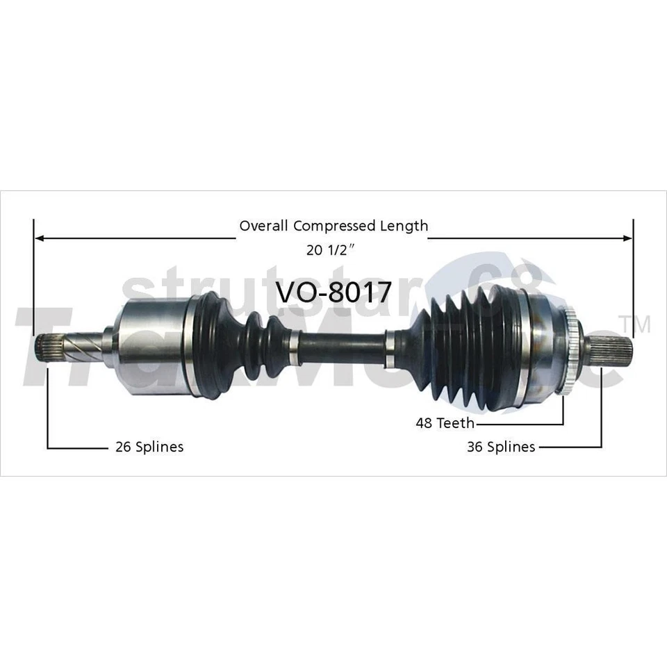 TrakMotive CV Axle Shaft 2pcs Front Left Front Right Fits Volvo C70 1999-2002 - Image 2 of 3