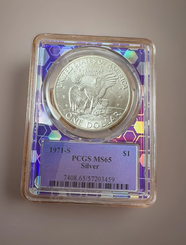 1971 S $1 Silver Ike Eisenhower Dollar PCGS MS65 - Image 2 of 4