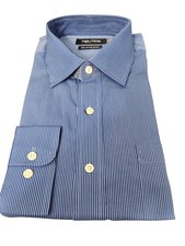 Nautica Men's Dress Shirt Blue Stripe Long Sleeve 100 Cotton Size 16 1/2. 34/35