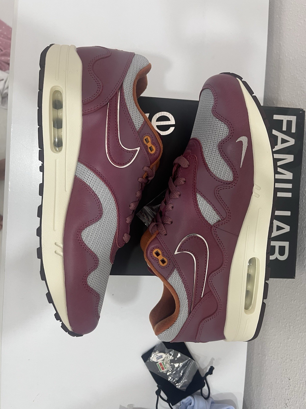 Nike Patta x Air Max 1 Rush Maroon DO9549-001 Available Now Size 12 image 3