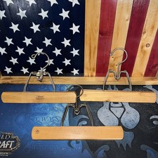 3 different ANTIQUE WOOD  WIRE Clamp CLOTHES HANGERS Special