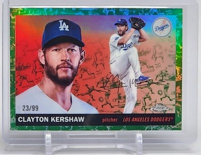 2025 Topps Chrome Platinum Clayton Kershaw Green Toile Refractor #'d 23/99