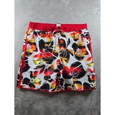 Nike Swim Trunks Men XL Red Floral Tropical Board Shorts Mesh Liner